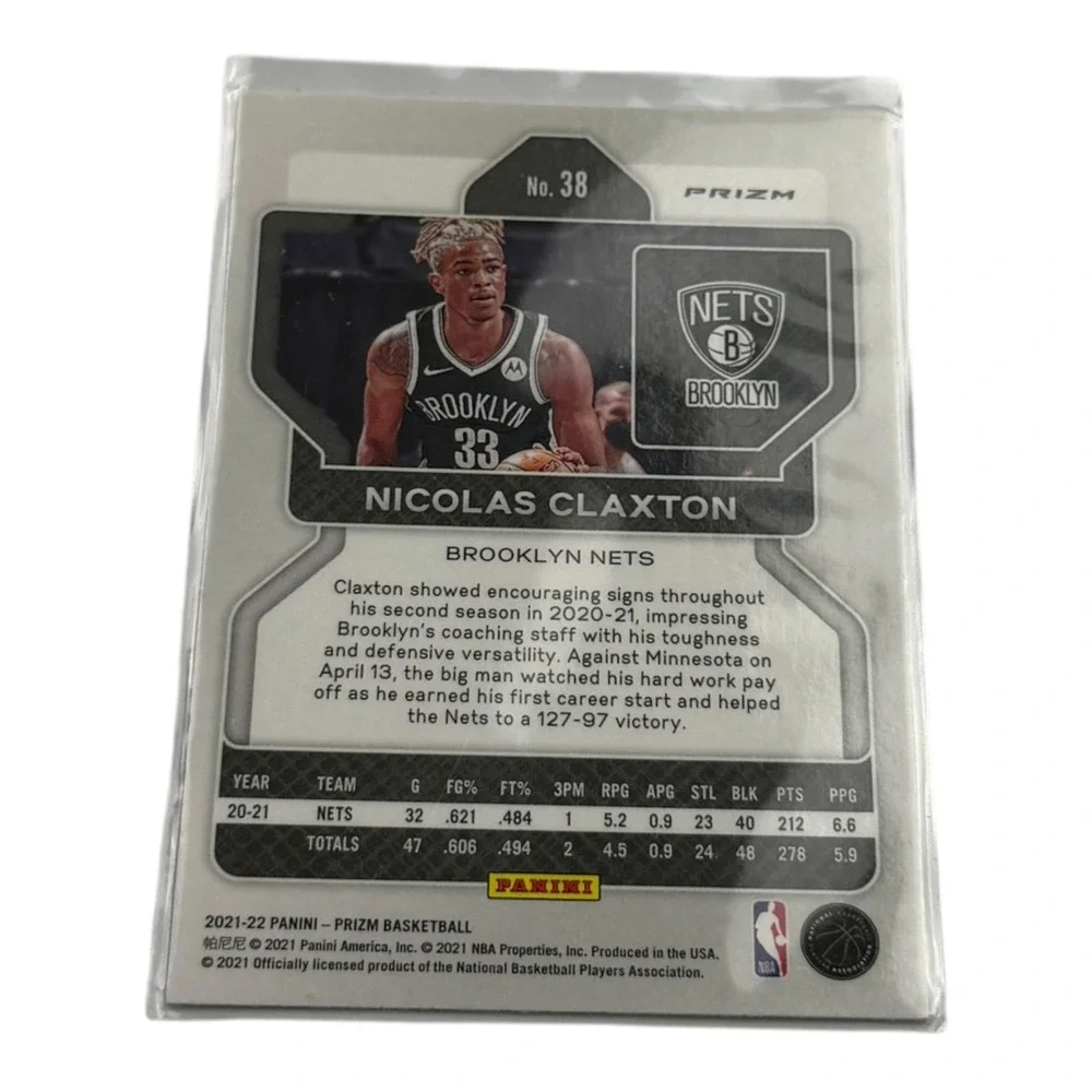 2021-22 Panini Prizm Nicolas Claxton Silver Prizm Refractor #38 Brooklyn Nets